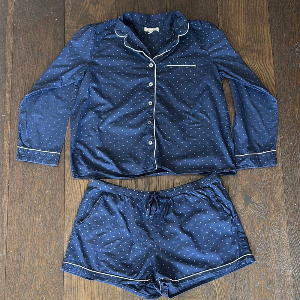 Navy Blue Polka Dot Pajama Set